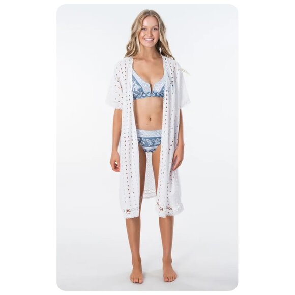 Rip Curl Other - ! Rip Curl White Leila Duster Kimono Beach Swim Pool Cover-Up sz M/L